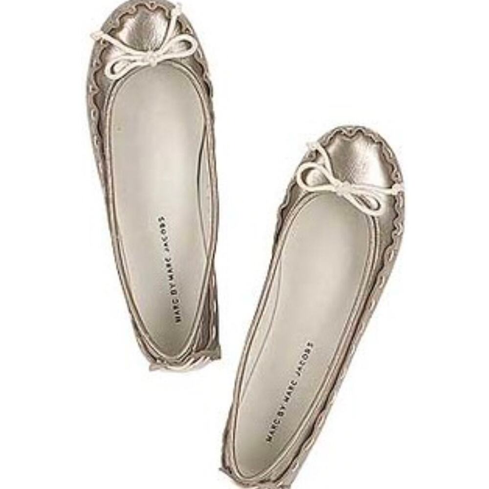 MBMJ Marc Jacobs Metallic Gold Leather Moccasin Loafer Shoes size 9.5 US 39.5 EU